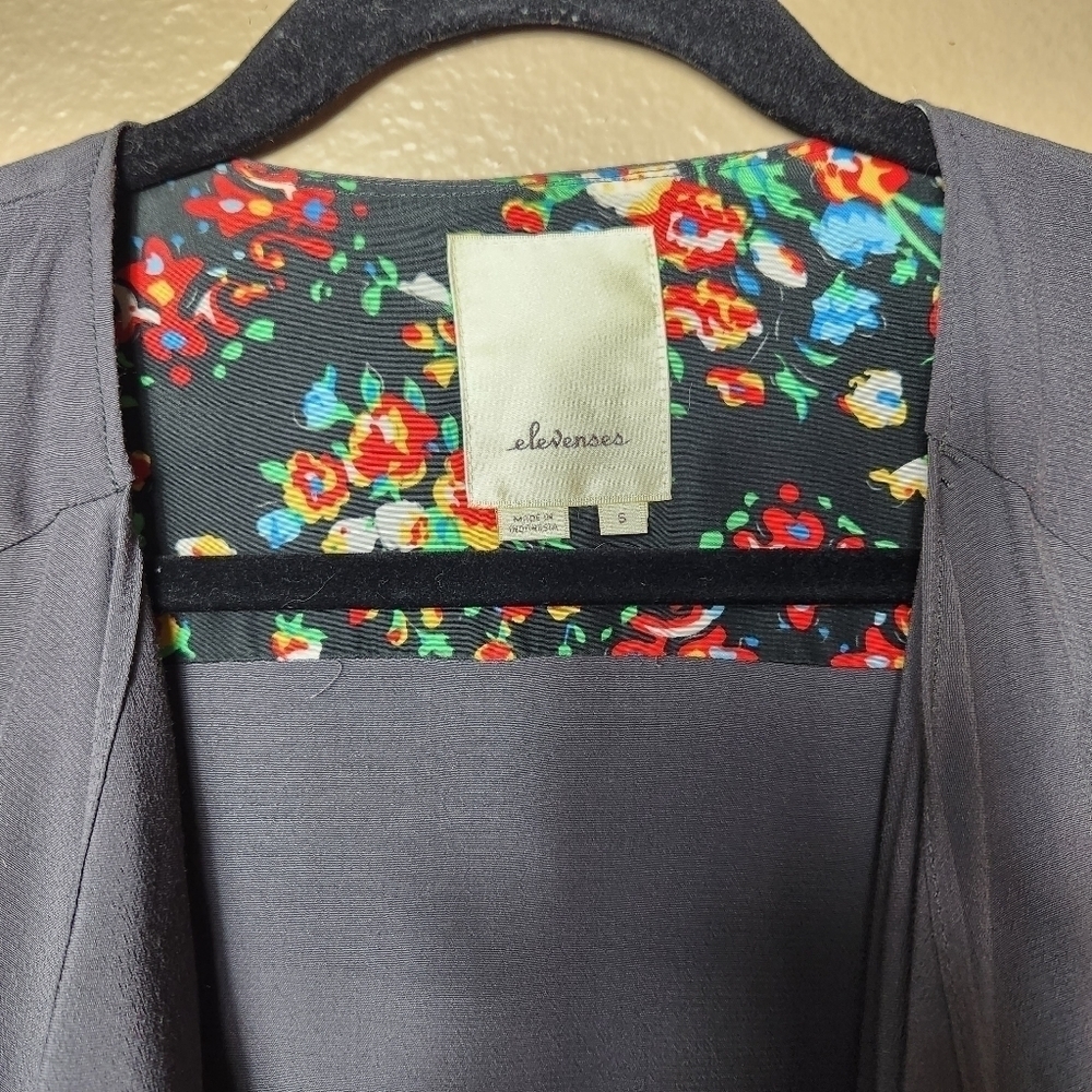 Anthropologie Elevenses Dark Gray Rayon Open Waterfall Moto Style Jacket-Size S - Picture 2 of 10